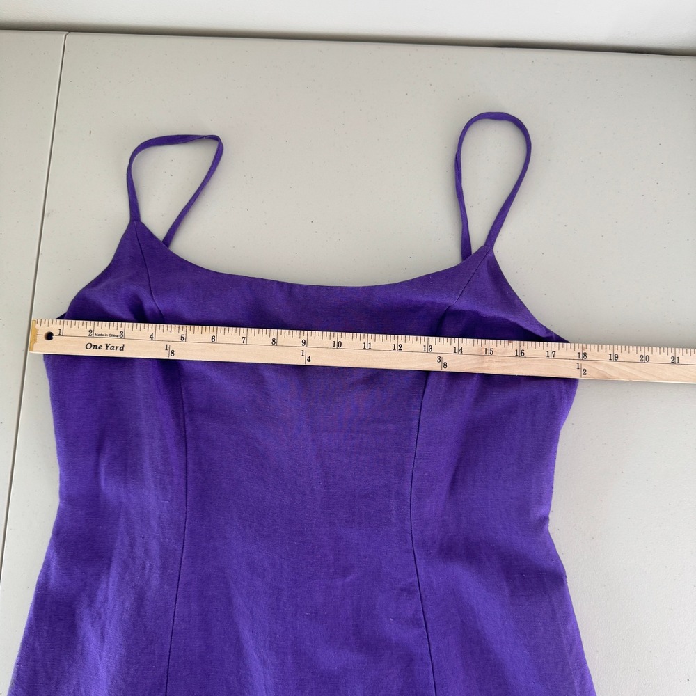 Vintage Ashley Brooke Linen Blend Mini Slip Dress 10 Purple 90s Minimalist Retro - Picture 8 of 12